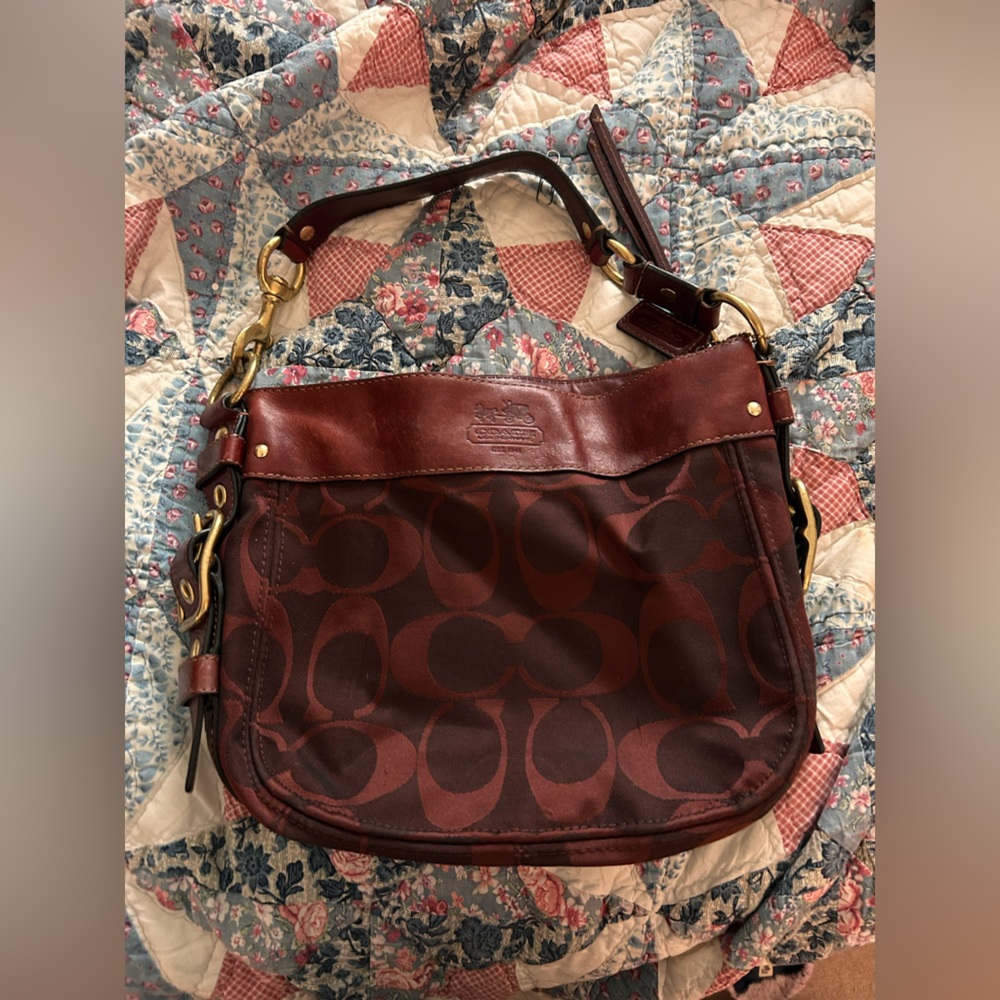 Coach Maroon Signature Shoulder Bag